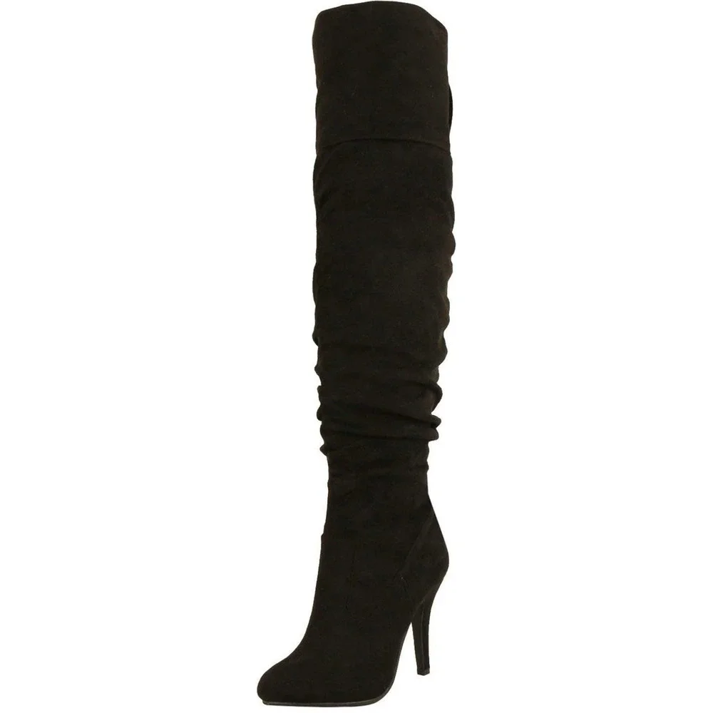 Forever Link Womens Focus-33 Vegan Leather Over The Knee Fashion Boots‎